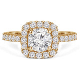Round Diamond Cathedral Cushion Halo Engagement Ring in Yellow Gold (MVS0098-Y)