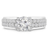 Round Diamond Two-Row Solitaire with Accents Engagement Ring in White Gold (MVS0105-W)