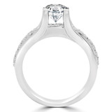 Round Diamond Two-Row Solitaire with Accents Engagement Ring in White Gold (MVS0105-W)