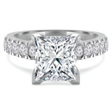 Princess Diamond V-Prong Solitaire with Accents Engagement Ring in White Gold (MVS0120-W)