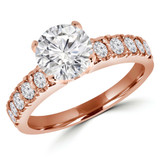 Round Diamond Solitaire with Accents Engagement Ring in White Gold (MVS0122-W)