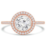 Round Diamond Cathedral Bezel Set Round Halo Engagement Ring in Rose Gold (MVS0125-R)