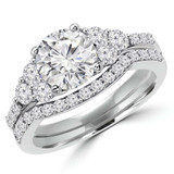 Round Diamond Solitaire with Accents Engagement Ring and Wedding Band Set Ring in White Gold (MVS0126-W)