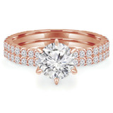 Round Diamond Solitaire with Accents Engagement Ring and Wedding Band Set Ring in Rose Gold (MVS0127-R)