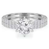 Round Diamond Solitaire with Accents Engagement Ring and Wedding Band Set Ring in White Gold (MVS0127-W)