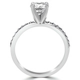Round Diamond High Set Solitaire with Accents Engagement Ring in White Gold (MVS0131-W)
