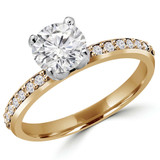 Round Diamond High Set Solitaire with Accents Engagement Ring in Yellow Gold (MVS0131-Y)
