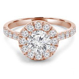 Round Diamond Cathedral Round Halo Engagement Ring in Rose Gold (MVS0133-R)