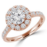 Round Diamond Cathedral Round Halo Engagement Ring in Rose Gold (MVS0133-R)