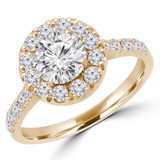Round Diamond Cathedral Round Halo Engagement Ring in Yellow Gold (MVS0133-Y)