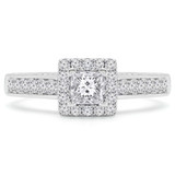 Princess Diamond Cathedral Square Halo Engagement Ring in White Gold (MVS0139-W)