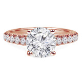 Round Diamond Cathedral Trellis Solitaire with Accents Engagement Ring in Rose Gold (MVS0142-R)