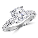 Round Diamond Cathedral Trellis Solitaire with Accents Engagement Ring in White Gold (MVS0142-W)