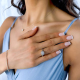 Round Diamond Two-Row Split-Shank Cushion Halo Engagement Ring in Yellow Gold (MVS0147-Y)