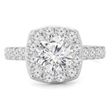 Round Diamond Cathedral Cushion Halo Engagement Ring in White Gold (MVS0151-W)