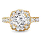 Round Diamond Cathedral Cushion Halo Engagement Ring in Yellow Gold (MVS0151-Y)