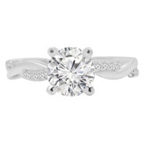 Round Diamond Twisted Solitaire with Accents Engagement Ring in White Gold (MVS0154-W)