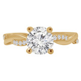 Round Diamond Twisted Solitaire with Accents Engagement Ring in Yellow Gold (MVS0154-Y)