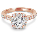 Round Diamond Cathedral Cushion Halo Engagement Ring in Rose Gold (MVS0155-R)