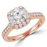 Round Diamond Cathedral Cushion Halo Engagement Ring in Rose Gold (MVS0155-R)