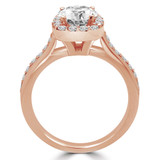 Round Diamond Cathedral Cushion Halo Engagement Ring in Rose Gold (MVS0155-R)