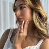 Round Diamond Cathedral Cushion Halo Engagement Ring in White Gold (MVS0155-W)