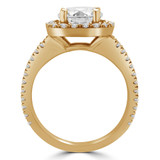 Round Diamond Open Bridge Cushion Halo Engagement Ring in Yellow Gold (MVS0158-Y)