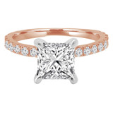 Princess Diamond Solitaire with Accents Engagement Ring in Rose Gold (MVS0162-R)