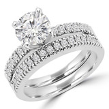 Round Diamond Solitaire with Accents Engagement Ring and Wedding Band Set Ring in White Gold (MVS0164-W)