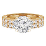 Round Diamond Solitaire with Accents Engagement Ring and Wedding Band Set Ring in Yellow Gold (MVS0167-Y)
