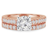 Round Diamond Cathedral Solitaire with Accents Engagement Ring and Wedding Band Set Ring in Rose Gold (MVS0168-R)