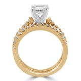 Round Diamond Cathedral Solitaire with Accents Engagement Ring and Wedding Band Set Ring in Yellow Gold (MVS0168-Y)