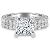 Princess Diamond Solitaire with Accents Engagement Ring and Wedding Band Set Ring in White Gold (MVS0169-W)
