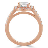 Princess Diamond Cathedral Open Bridge V-Prong Cushion Halo Engagement Ring in Rose Gold (MVS0171-R)