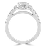 Princess Diamond Cathedral Open Bridge V-Prong Cushion Halo Engagement Ring in White Gold (MVS0171-W)