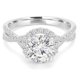 Round Diamond Twisted Split-Shank Cathedral Round Halo Engagement Ring in White Gold (MVS0177-W)