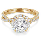 Round Diamond Twisted Split-Shank Cathedral Round Halo Engagement Ring in Yellow Gold (MVS0177-Y)