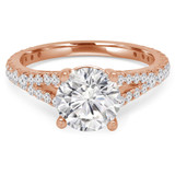 Round Diamond Split-Shank Cathedral Solitaire with Accents Engagement Ring in Rose Gold (MVS0180-R)