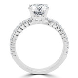 Round Diamond Two-Row Solitaire with Accents Engagement Ring in White Gold (MVS0181-W)