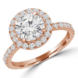 Round Diamond Diamond Bridge Round Halo Engagement Ring in Rose Gold (MVS0183-R)
