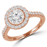 Round Diamond Cathedral Open Bridge Bezel Set Round Halo Engagement Ring in Rose Gold (MVS0184-R)