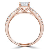 Princess Diamond Split-Shank Cathedral Solitaire with Accents Engagement Ring in Rose Gold (MVS0185-R)