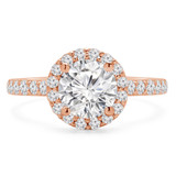 Round Diamond Cathedral Open Bridge Round Halo Engagement Ring in Rose Gold (MVS0199-R)