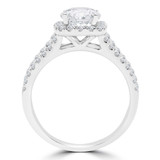 Round Diamond Three-Row Split-Shank Cathedral Cushion Halo Engagement Ring in White Gold (MVS0203-W)