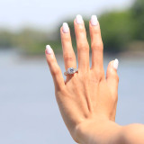 Round Diamond Three-Row Split-Shank Cathedral Cushion Halo Engagement Ring in White Gold (MVS0203-W)