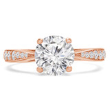 Round Diamond Tapered Cathedral Solitaire with Accents Engagement Ring in Rose Gold (MVS0207-R)