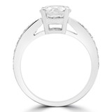 Round Diamond Tapered Cathedral Solitaire with Accents Engagement Ring in White Gold (MVS0207-W)