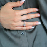 Round Diamond Tapered Cathedral Solitaire with Accents Engagement Ring in White Gold (MVS0207-W)