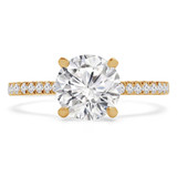 Round Diamond Cathedral Solitaire with Accents Engagement Ring in Yellow Gold (MVS0213-Y)