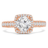 Round Diamond Vintage Cathedral Cushion Halo Engagement Ring in Rose Gold (MVS0216-R)